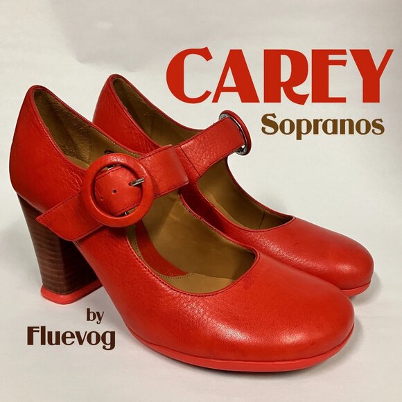 *BRAND NEW* Fluevog S/S 2014 Sopranos CAREY Mary Janes, Tomato Red, Size 9! HAWT - Picture 1 of 15